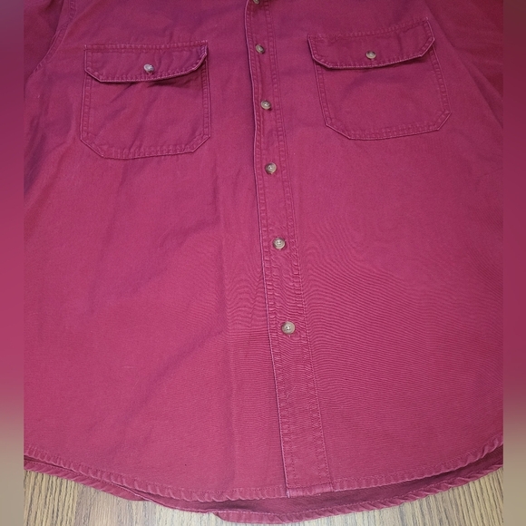 Cabelas Legendary Quality Button Down Cherry Red Tee Mens Large Canvas Style A58 - Picture 3 of 7